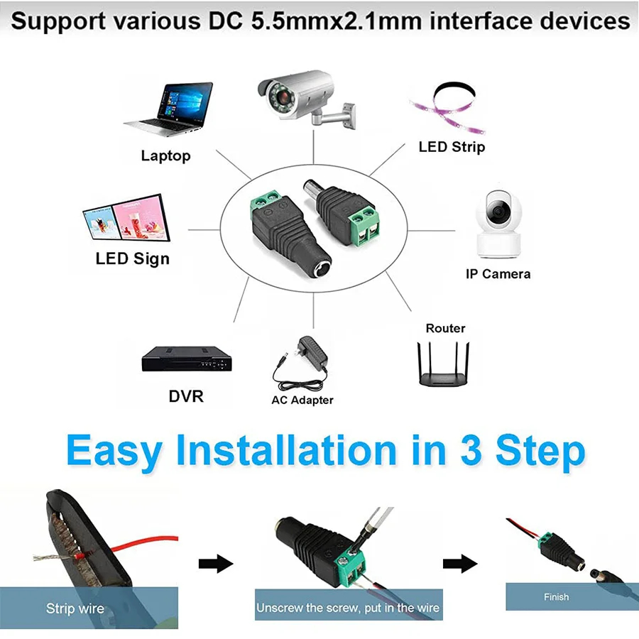 5pairs DC 12V Female And Male  - đánh giá và giá Photography Led Lighting Kit